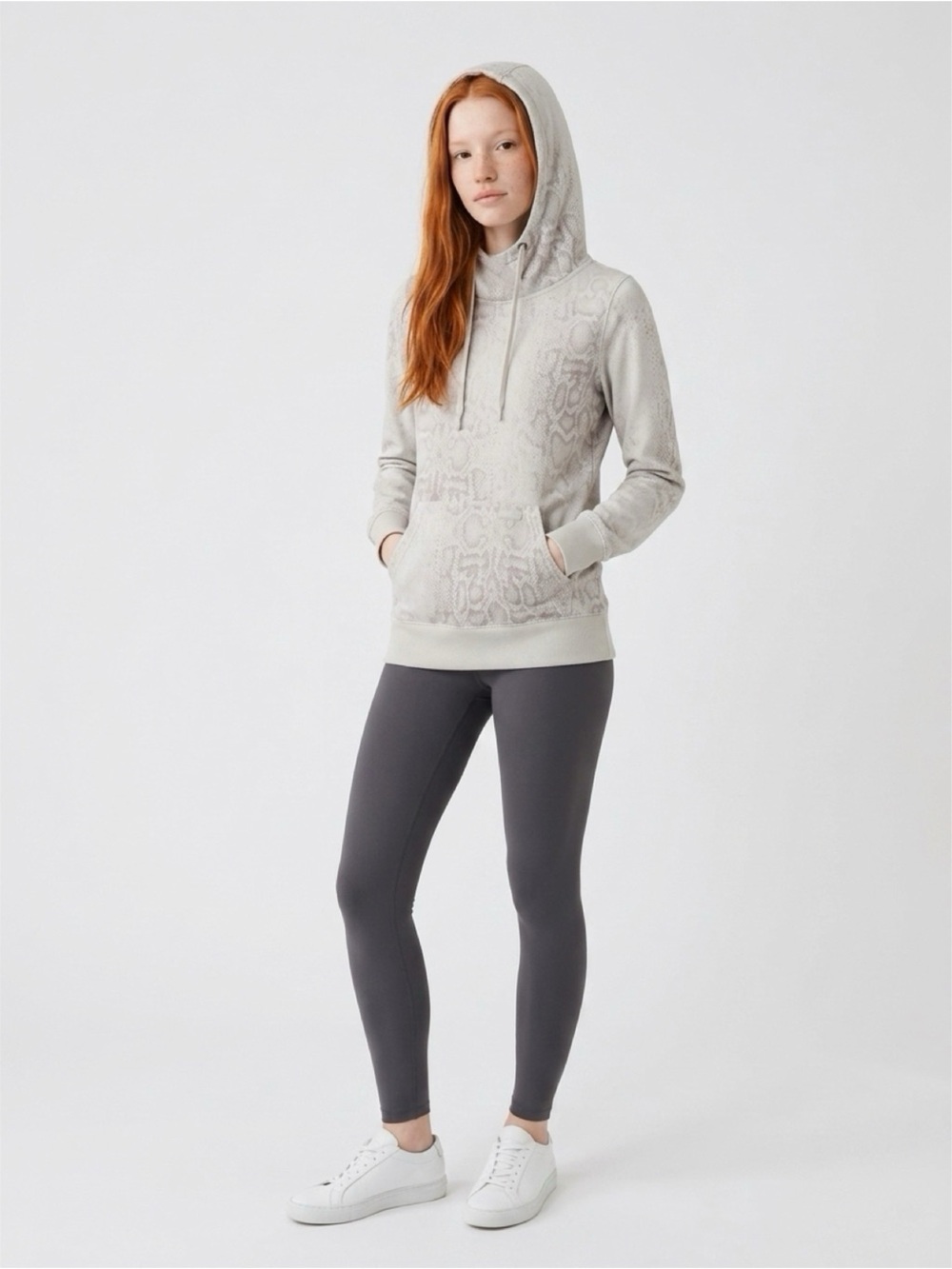 Volcom Off White & Light Purple Fleece-Lined Hoodie